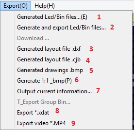 Led edit export options
